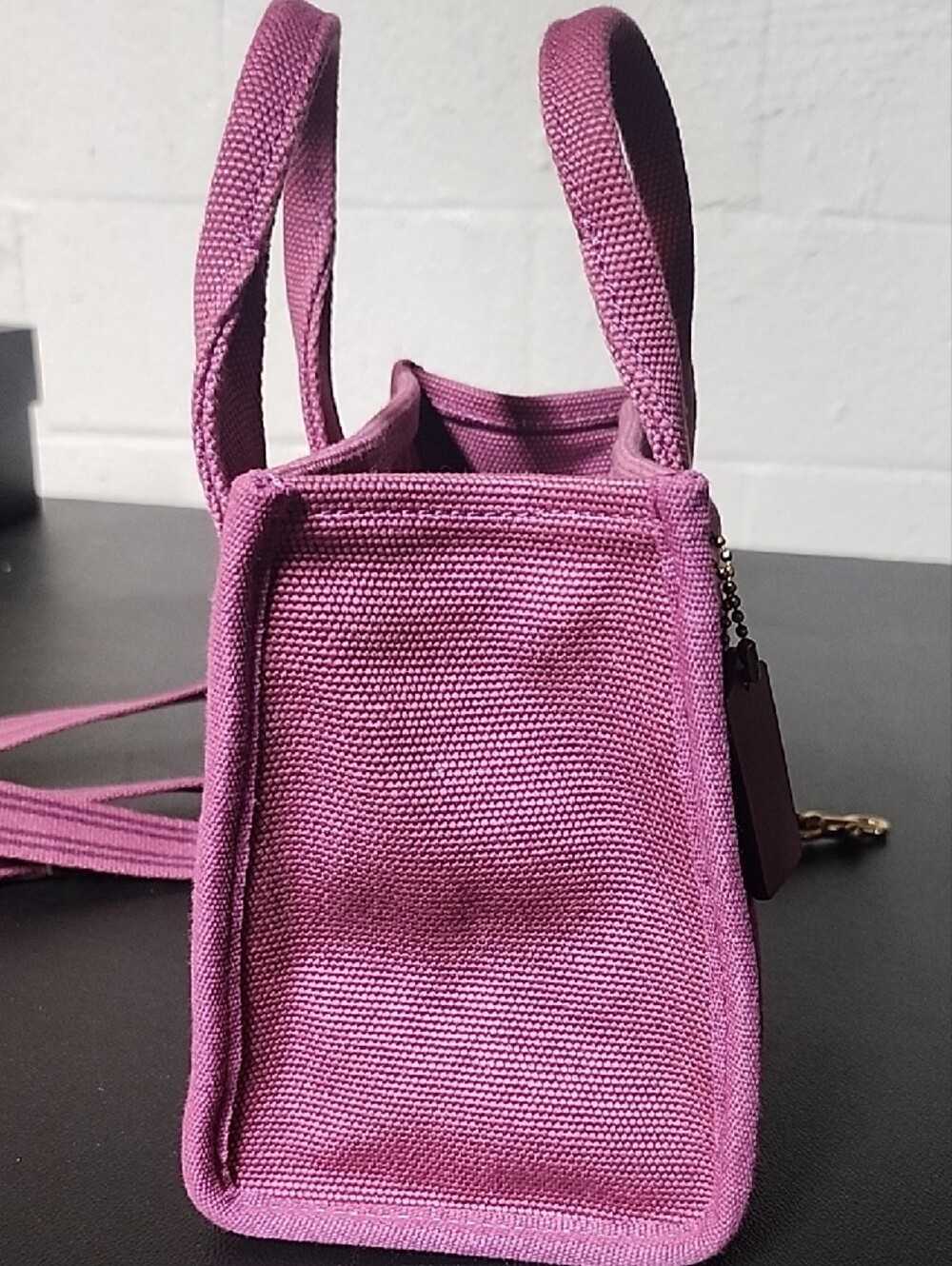 Coach Magenta Canvas Mini Tote with Turn-Lock - Picture 7 of 11